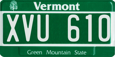 VT license plate XVU610