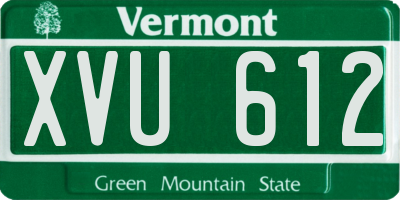 VT license plate XVU612