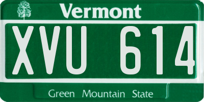 VT license plate XVU614