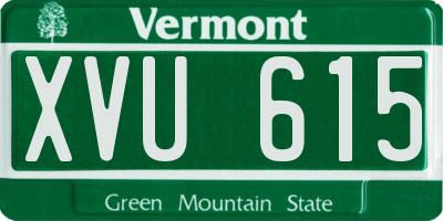 VT license plate XVU615