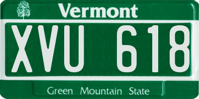 VT license plate XVU618