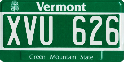 VT license plate XVU626