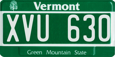 VT license plate XVU630