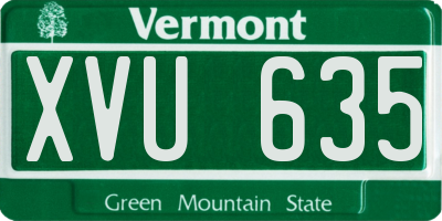 VT license plate XVU635