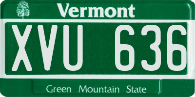 VT license plate XVU636