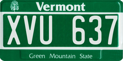 VT license plate XVU637