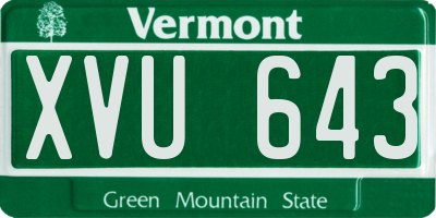 VT license plate XVU643