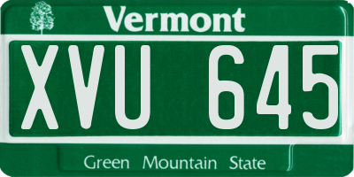 VT license plate XVU645