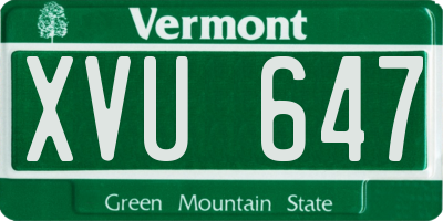 VT license plate XVU647