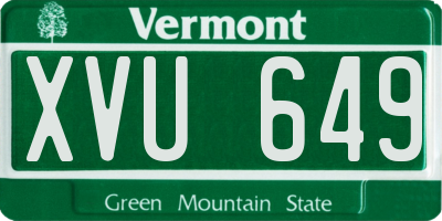 VT license plate XVU649