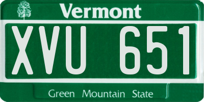 VT license plate XVU651