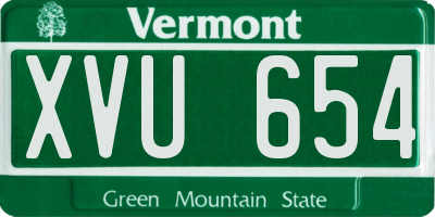 VT license plate XVU654