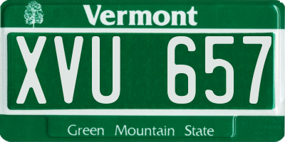 VT license plate XVU657
