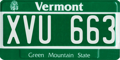 VT license plate XVU663