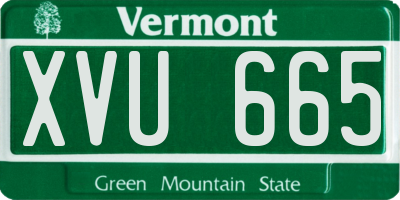VT license plate XVU665