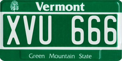 VT license plate XVU666