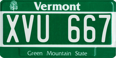 VT license plate XVU667