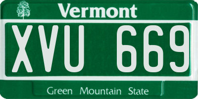 VT license plate XVU669