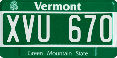 VT license plate XVU670