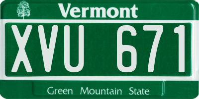 VT license plate XVU671