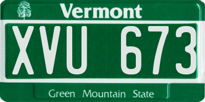 VT license plate XVU673