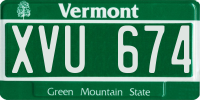 VT license plate XVU674