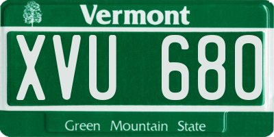 VT license plate XVU680