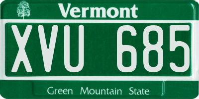 VT license plate XVU685