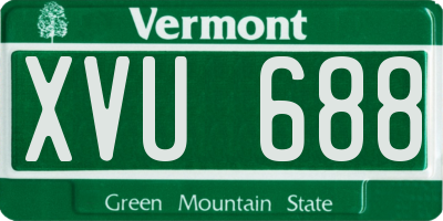 VT license plate XVU688