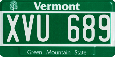 VT license plate XVU689
