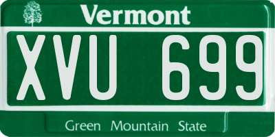 VT license plate XVU699