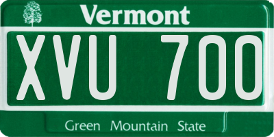 VT license plate XVU700