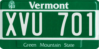 VT license plate XVU701
