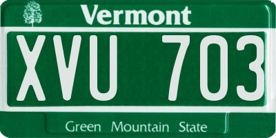 VT license plate XVU703