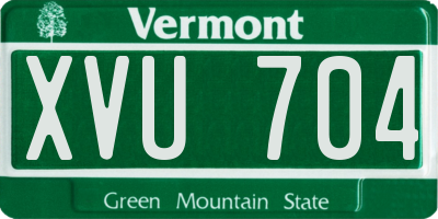VT license plate XVU704