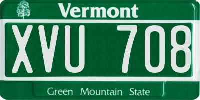 VT license plate XVU708