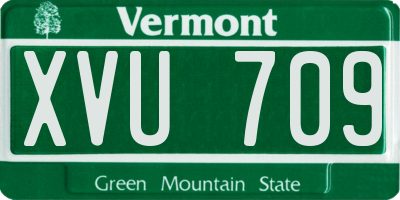 VT license plate XVU709