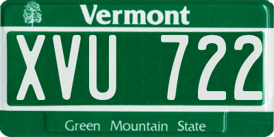 VT license plate XVU722