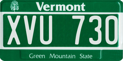 VT license plate XVU730