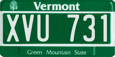 VT license plate XVU731