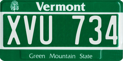 VT license plate XVU734