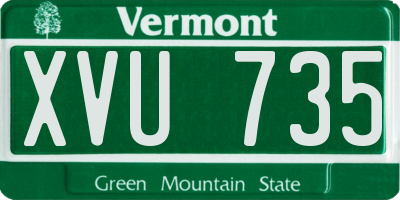 VT license plate XVU735