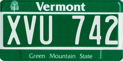 VT license plate XVU742