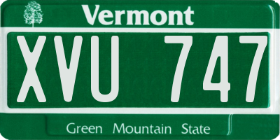 VT license plate XVU747