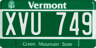 VT license plate XVU749