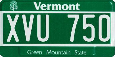 VT license plate XVU750