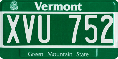 VT license plate XVU752