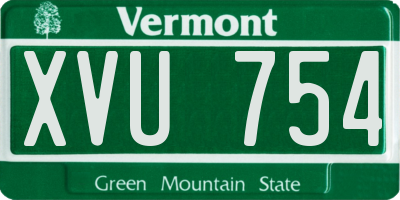 VT license plate XVU754