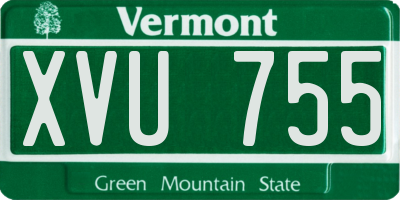 VT license plate XVU755