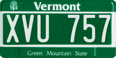 VT license plate XVU757